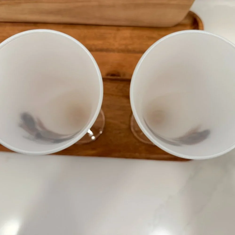 Set of 4 White Painted Pilsner‎ Car Glasses Buick Oldsmobile Cadillac Rambler